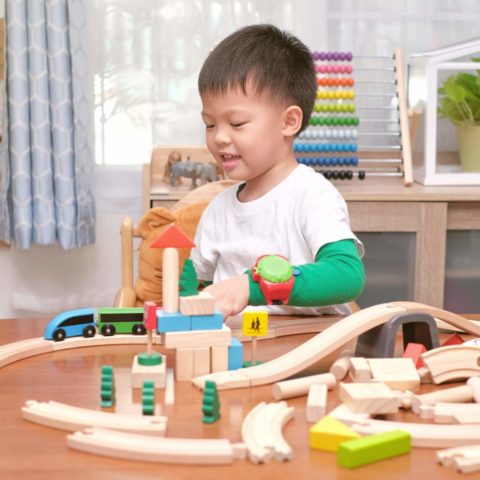 Cute Little Asian 5 Years Old Boy Child Having Fun Playing With