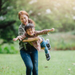 Mother and son at park